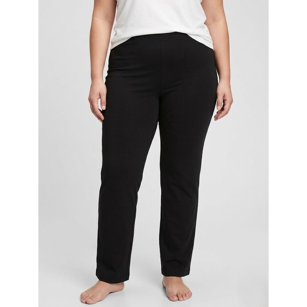 NWT Eileen Fisher Straight Pant w/ Yoke in Black Washable Stretch Crepe 2XL XXL